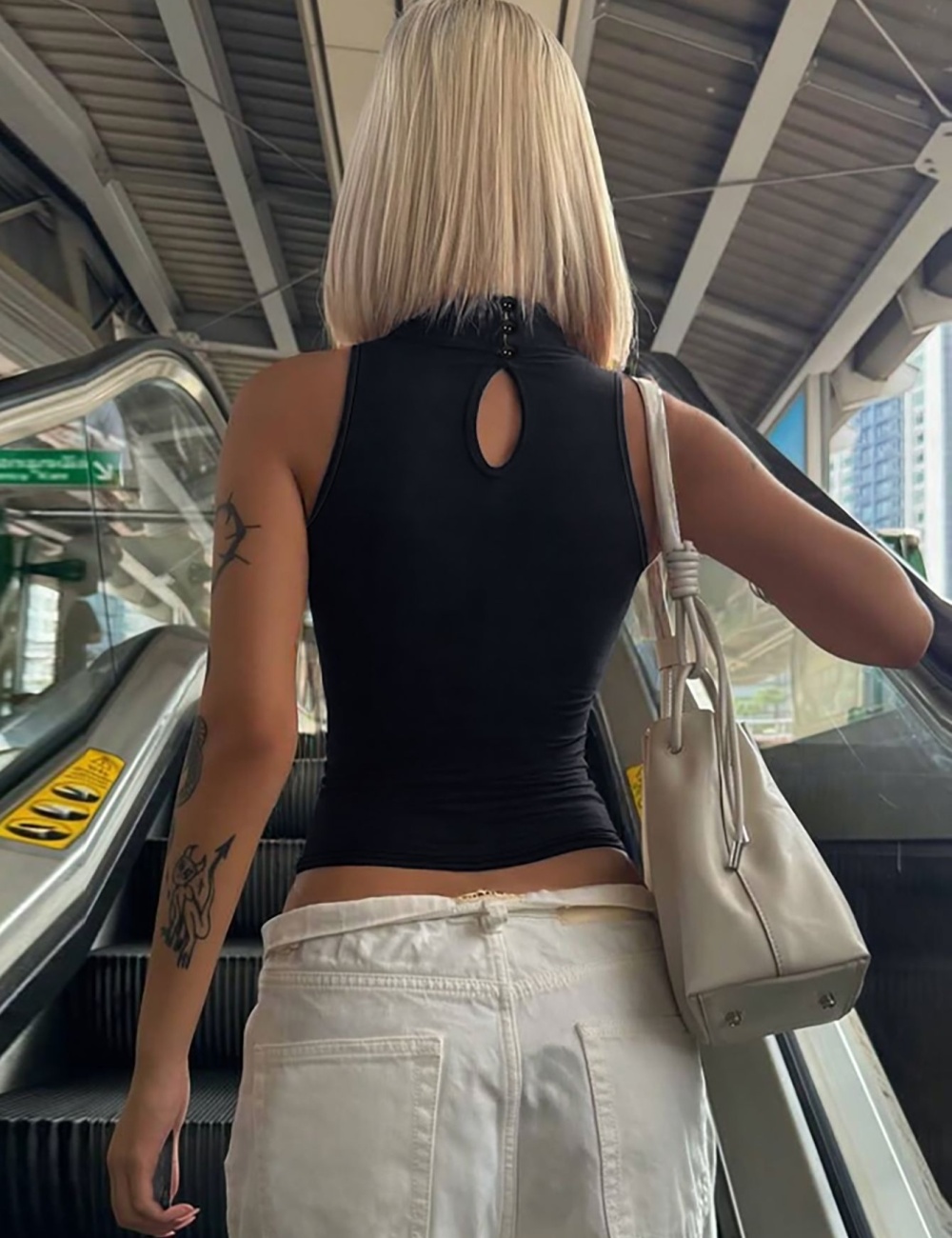 Summer niche buckle tops slim fashion vest for women
