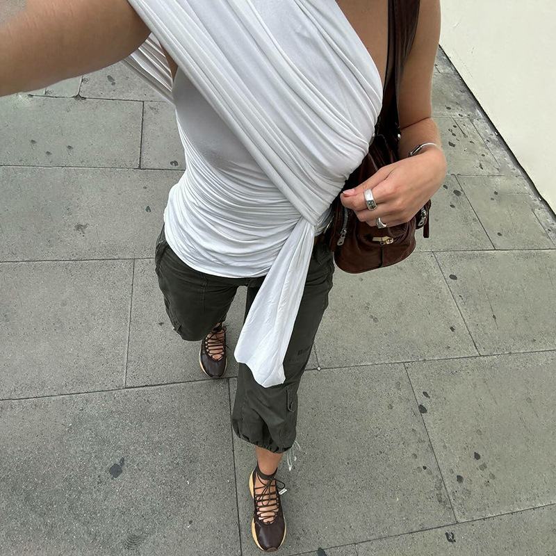 All-match irregular pure tops fashion spicegirl vest