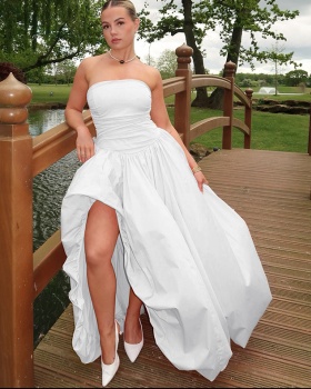 Thick and disorderly hem long dress sleeveless dress