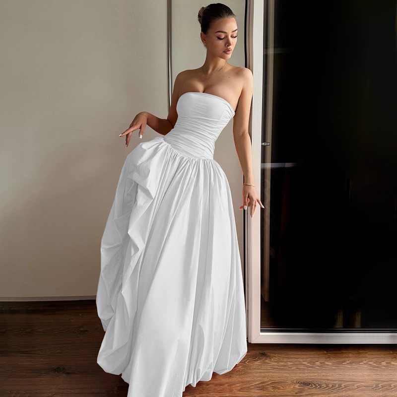 Thick and disorderly hem long dress sleeveless dress