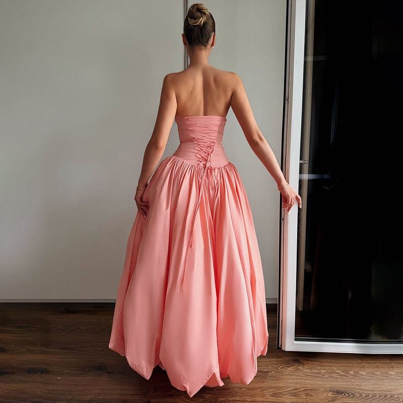 Thick and disorderly hem long dress sleeveless dress