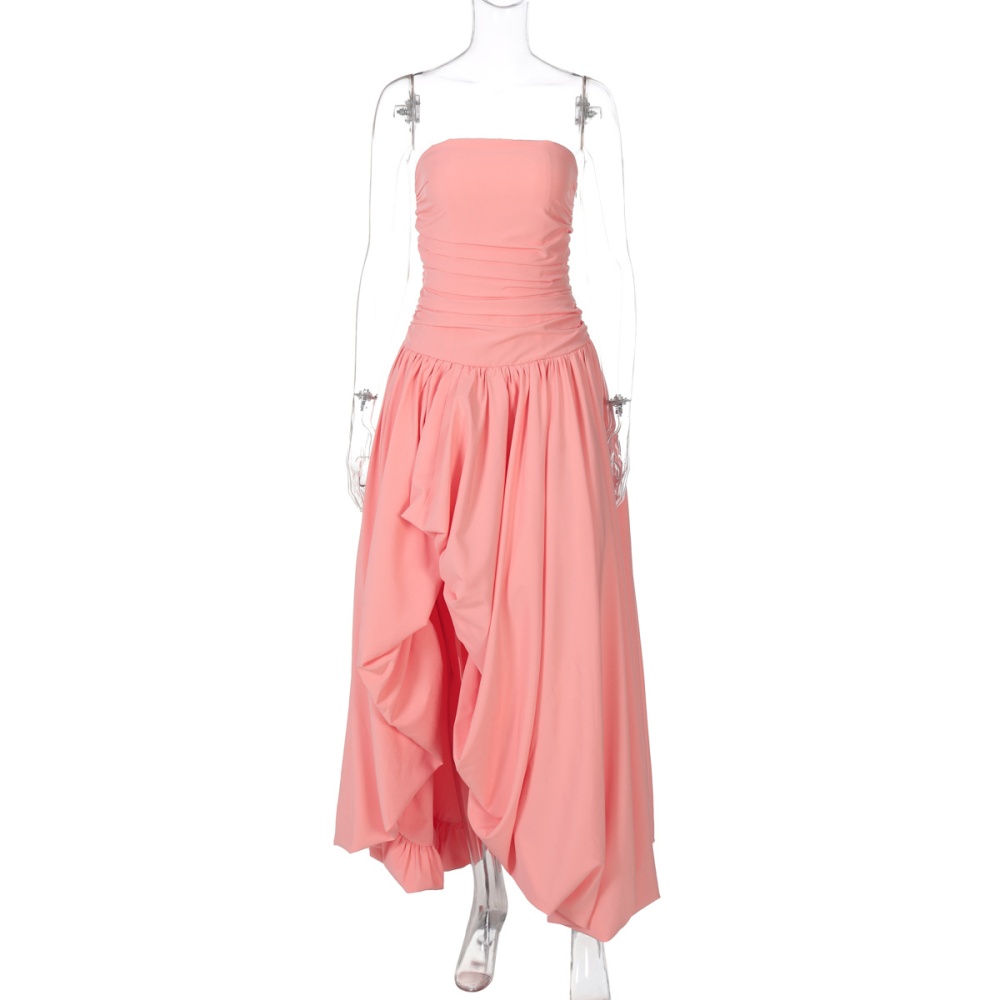 Thick and disorderly hem long dress sleeveless dress