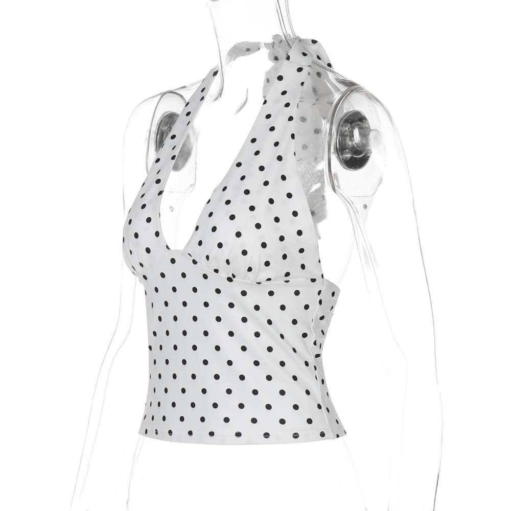 Halter sexy fashion European style polka dot tops for women