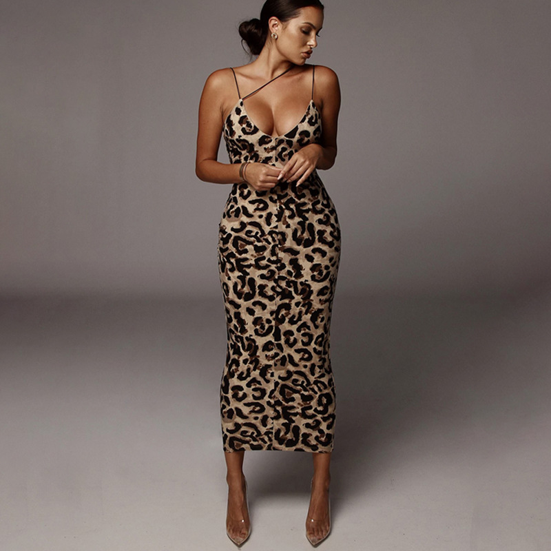 Fashion sleeveless sling dress European style V-neck long dress