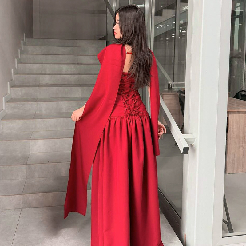 Sexy back bandage splice wrapped chest dress for women