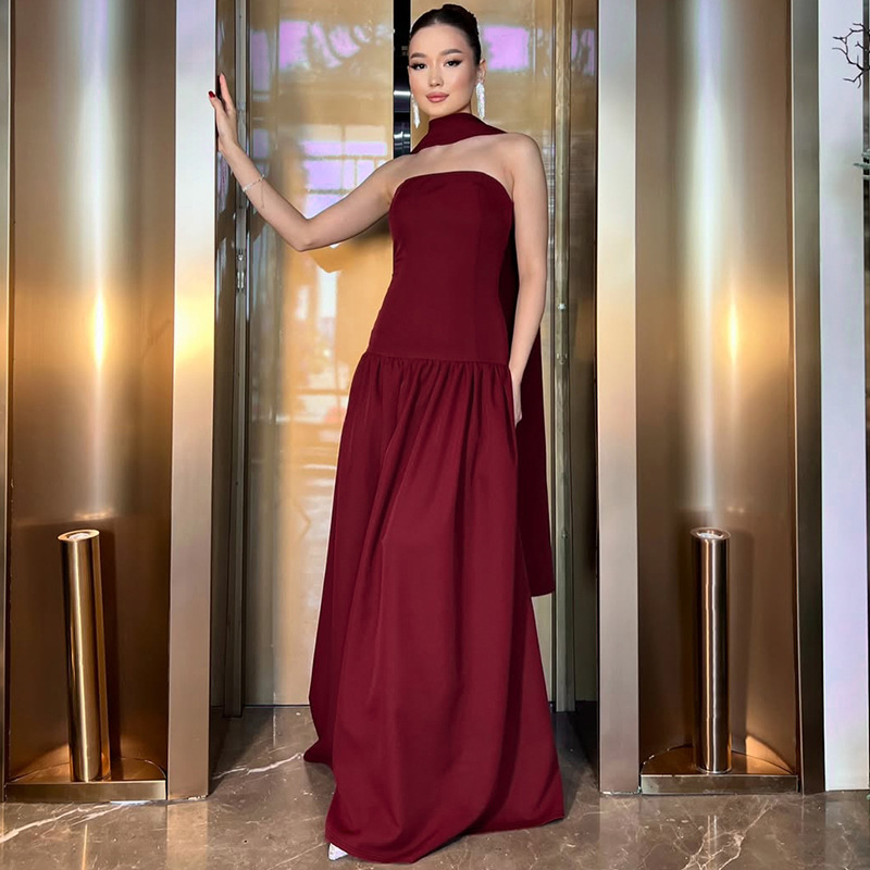 Sexy back bandage splice wrapped chest dress for women