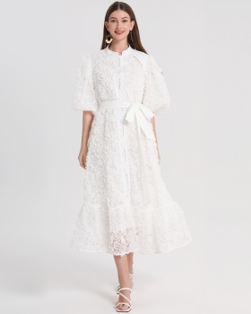 Pure rose stereoscopic temperament dress
