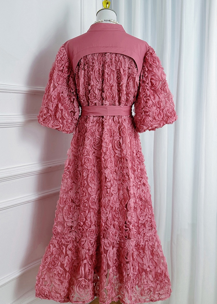 Pure rose stereoscopic temperament dress