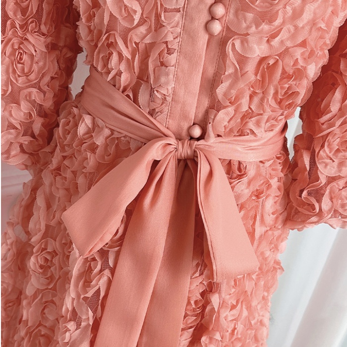 Pure rose stereoscopic temperament dress