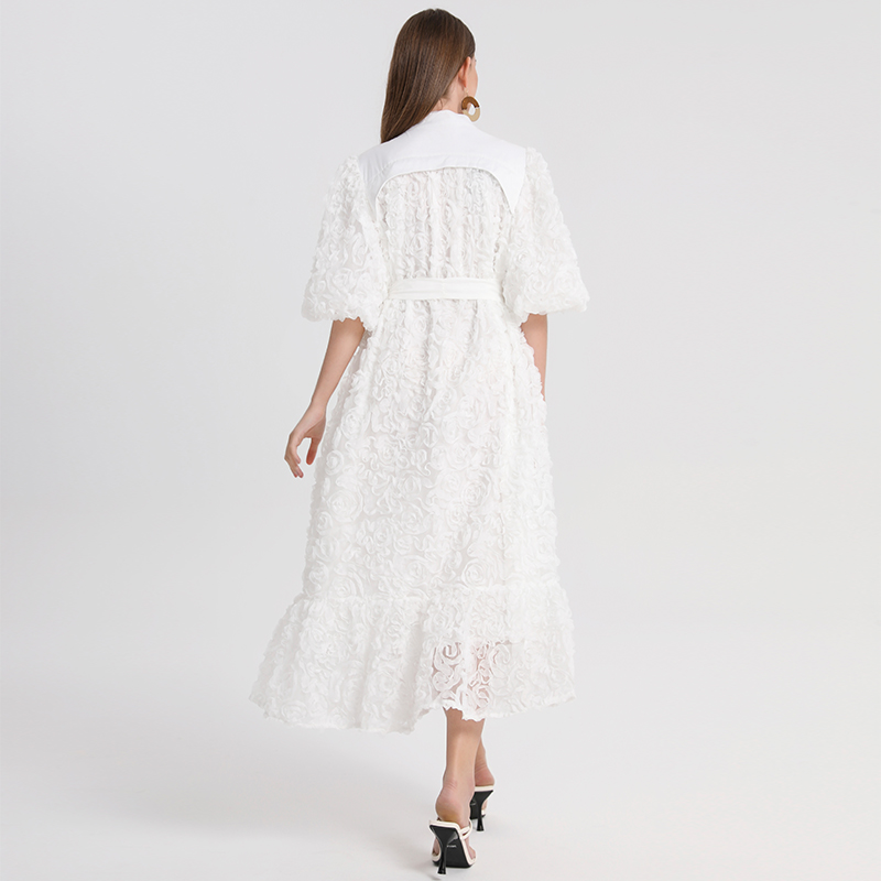 Pure rose stereoscopic temperament dress