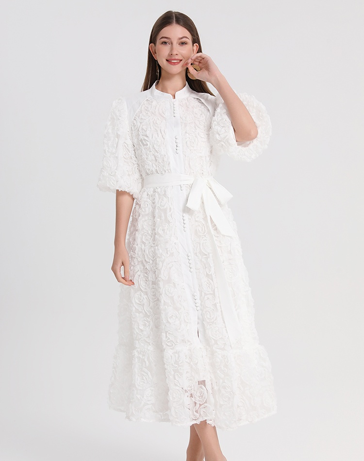 Pure rose stereoscopic temperament dress