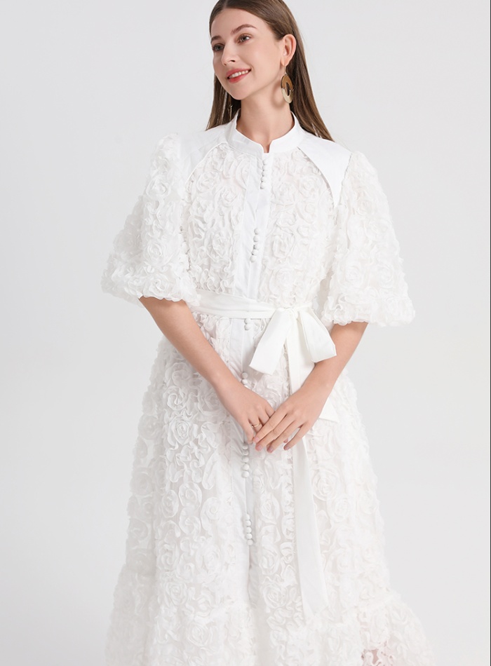 Pure rose stereoscopic temperament dress