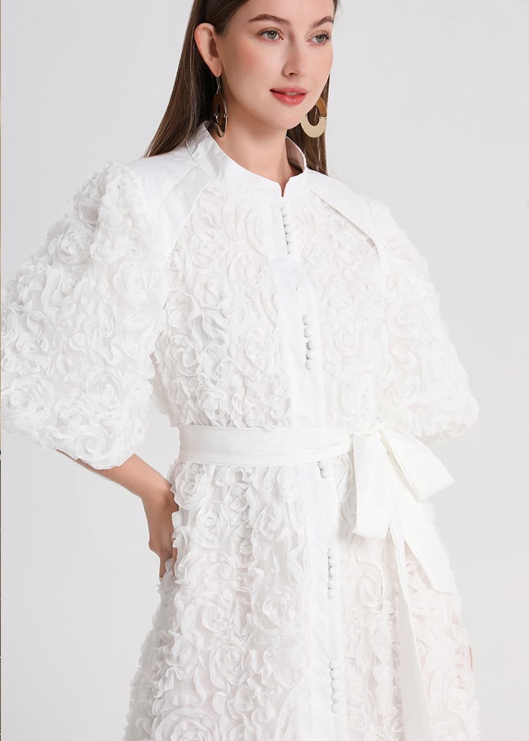 Pure rose stereoscopic temperament dress