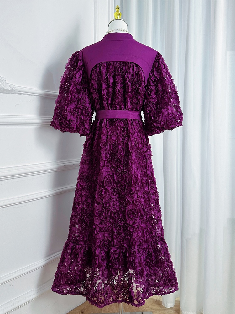 Pure rose stereoscopic temperament dress