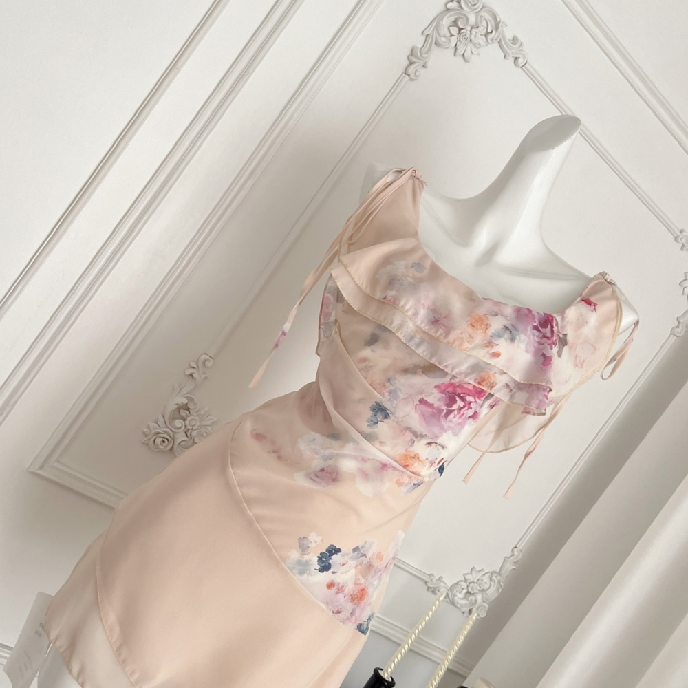 Pinched waist fold tender slim temperament dress for women
