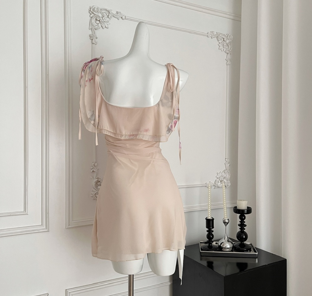 Pinched waist fold tender slim temperament dress for women