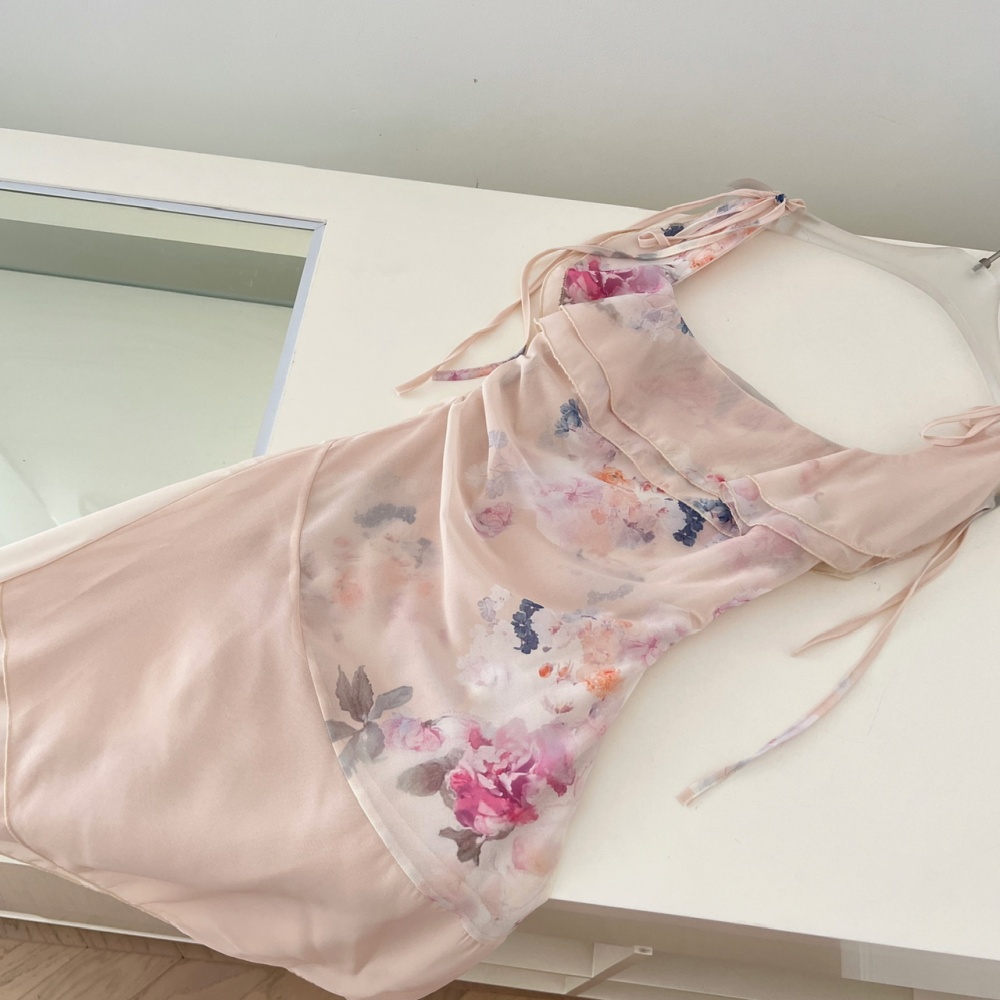 Pinched waist fold tender slim temperament dress for women