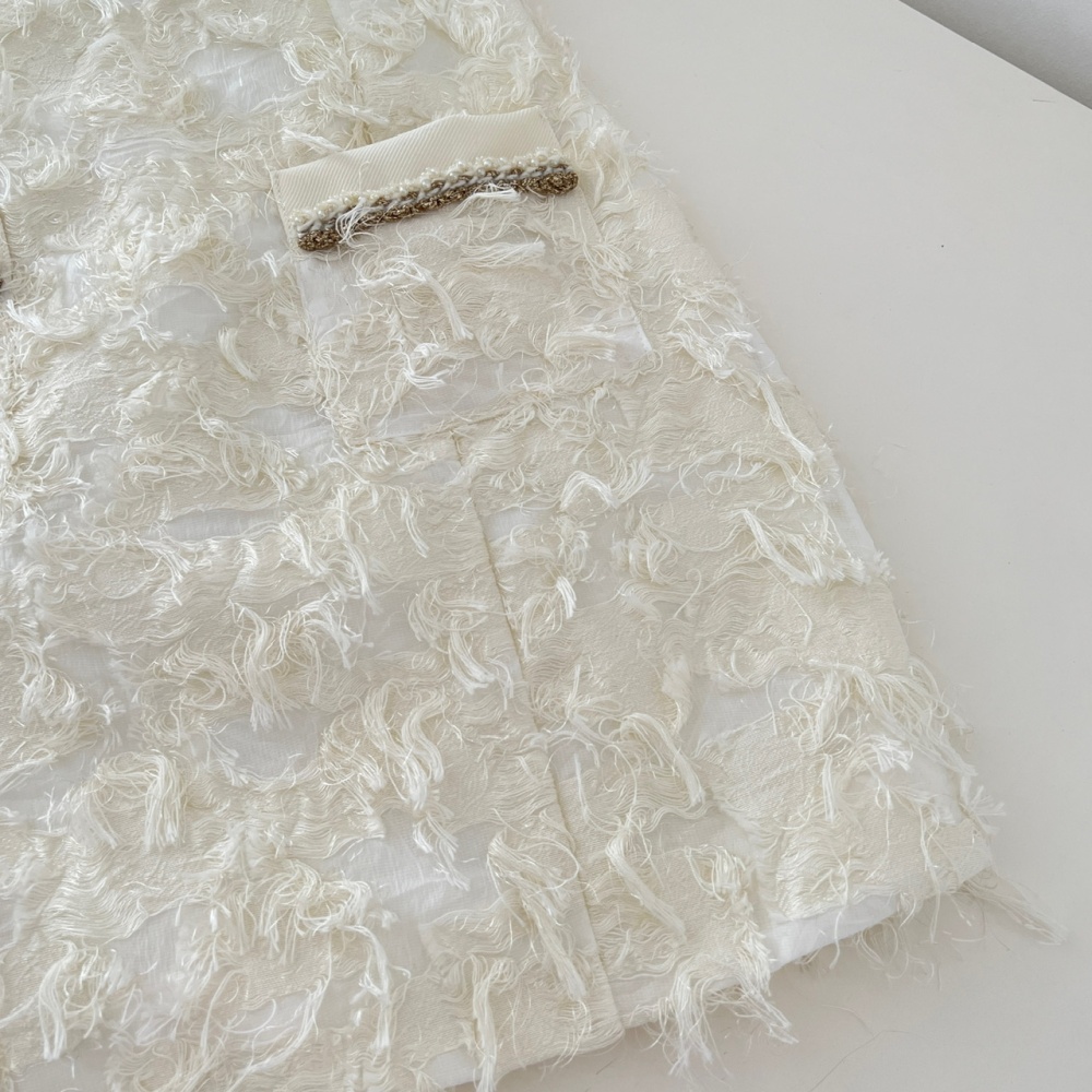 Sleeveless France style feather A-line dress for women