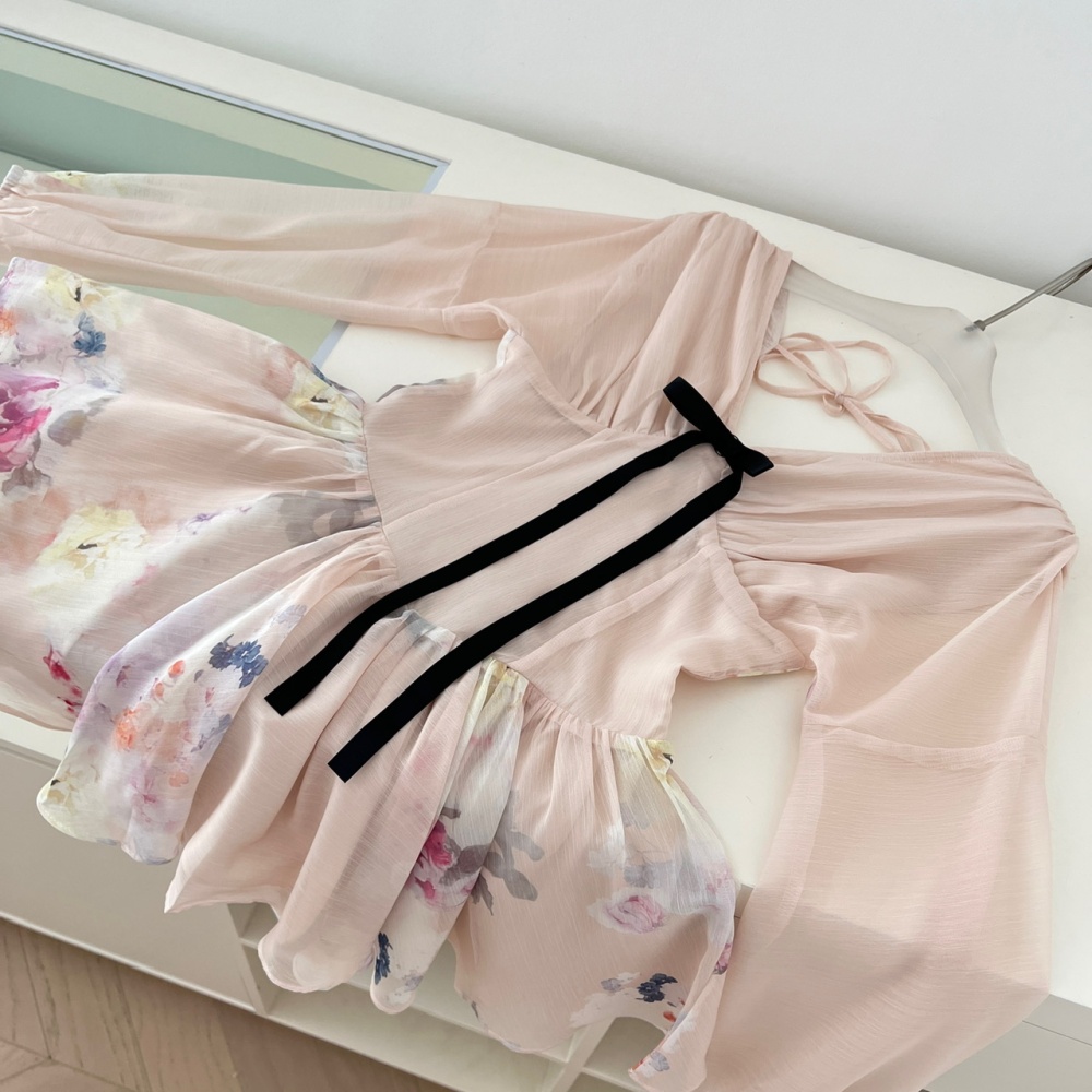 Pinched waist bow refinement summer dress for women