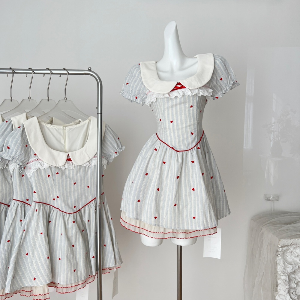 Slim niche summer sweet princess heart dress