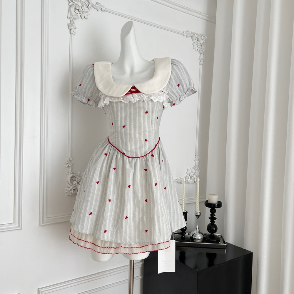 Slim niche summer sweet princess heart dress
