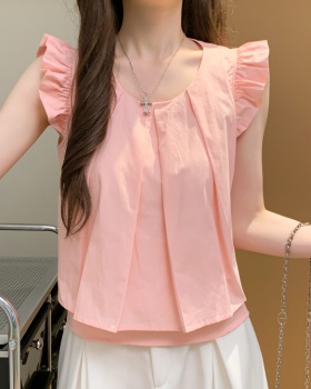 Fold loose shirt Korean style small shirt for women