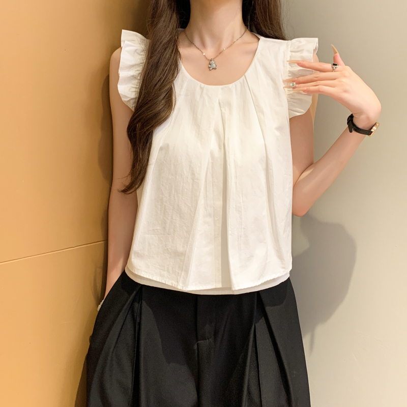 Fold loose shirt Korean style small shirt for women