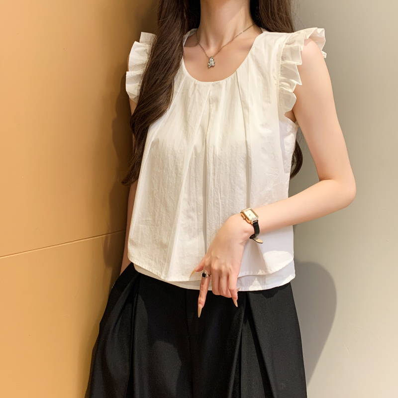 Fold loose shirt Korean style small shirt for women