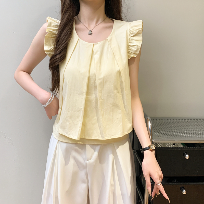 Fold loose shirt Korean style small shirt for women