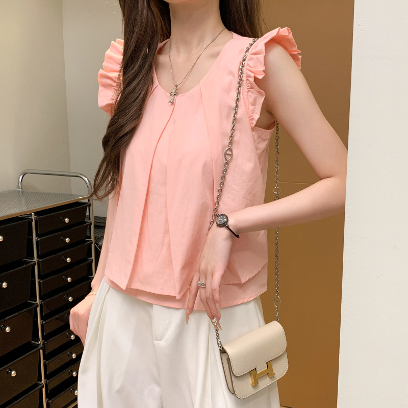Fold loose shirt Korean style small shirt for women