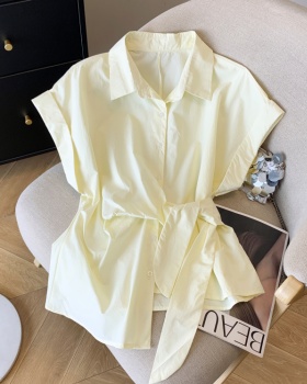 Short sleeve frenum lapel shirt Casual Korean style breasted tops