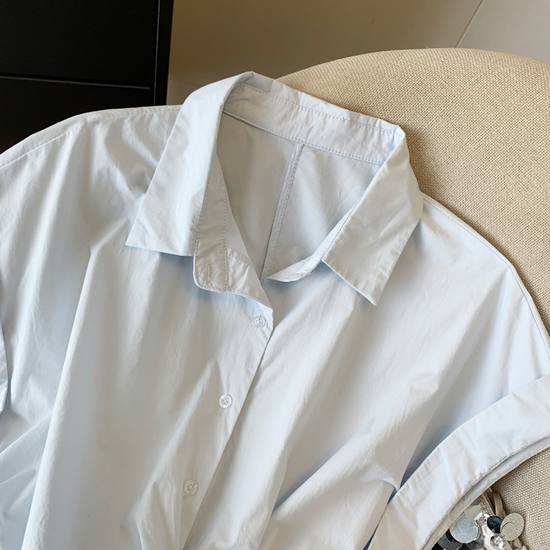 Short sleeve frenum lapel shirt Casual Korean style breasted tops