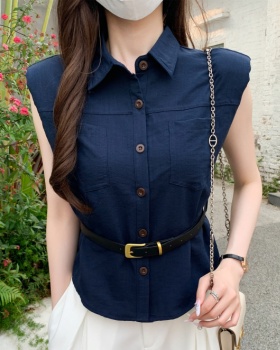 All-match sleeveless shirt temperament Korean style tops