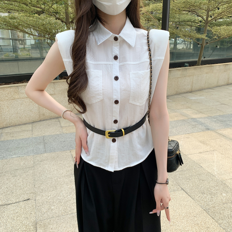 All-match sleeveless shirt temperament Korean style tops