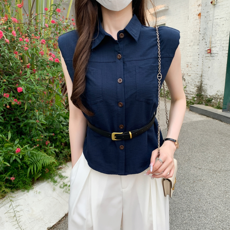 All-match sleeveless shirt temperament Korean style tops