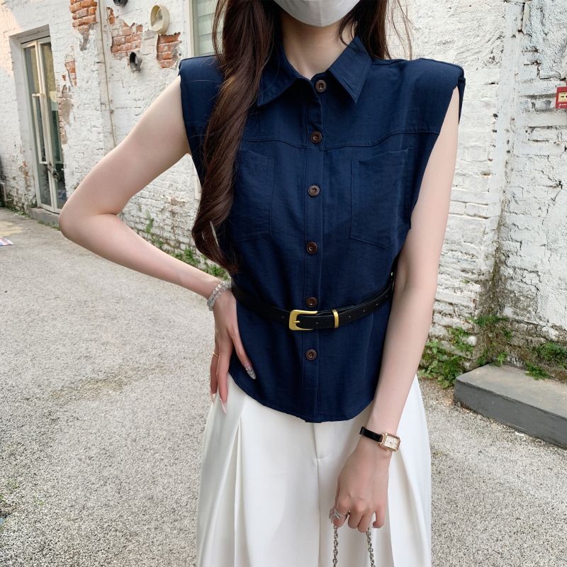 All-match sleeveless shirt temperament Korean style tops