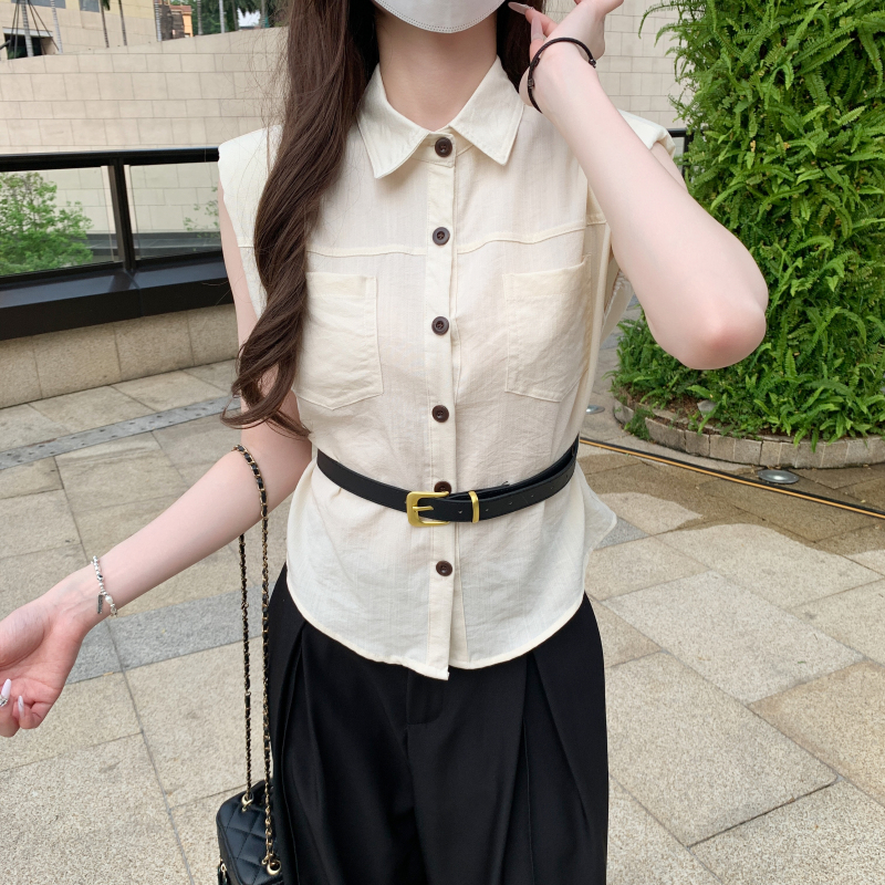 All-match sleeveless shirt temperament Korean style tops