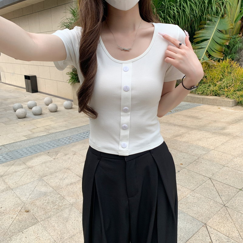 Short sleeve Casual tops summer simple T-shirt for women