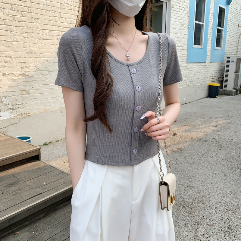Short sleeve Casual tops summer simple T-shirt for women