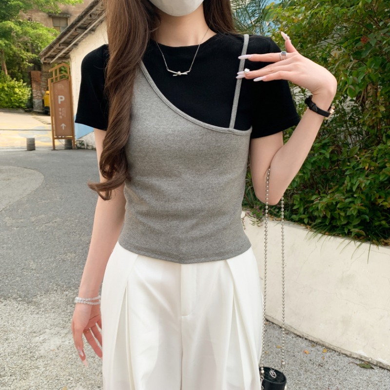 Niche short sleeve T-shirt mixed colors tops for women