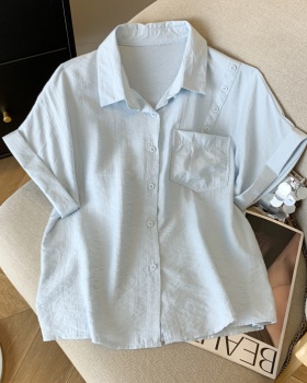 Niche France style shirt short sleeve tops for women