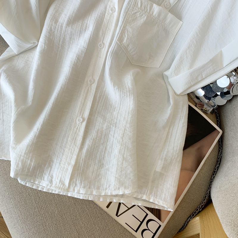 Niche France style shirt short sleeve tops for women