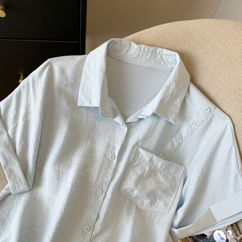 Niche France style shirt short sleeve tops for women