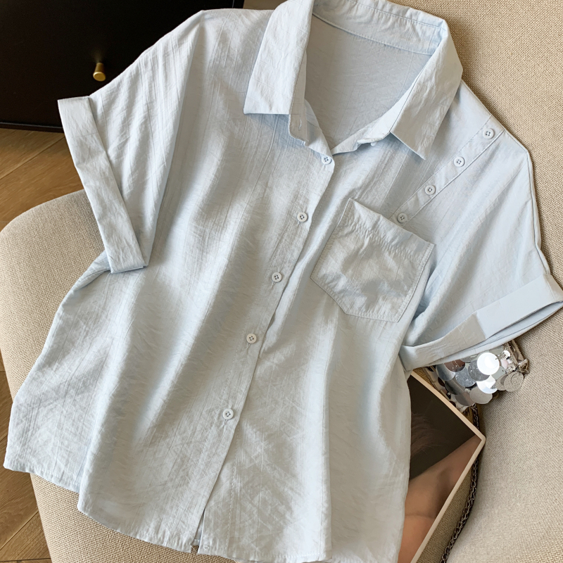 Niche France style shirt short sleeve tops for women