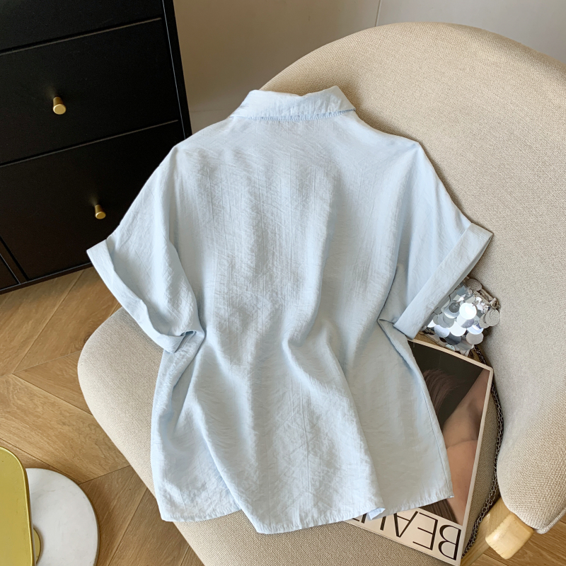 Niche France style shirt short sleeve tops for women