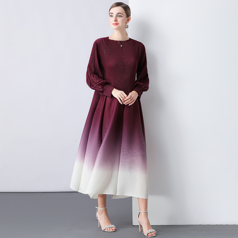 Gradient formal dress trumpet sleeves dress