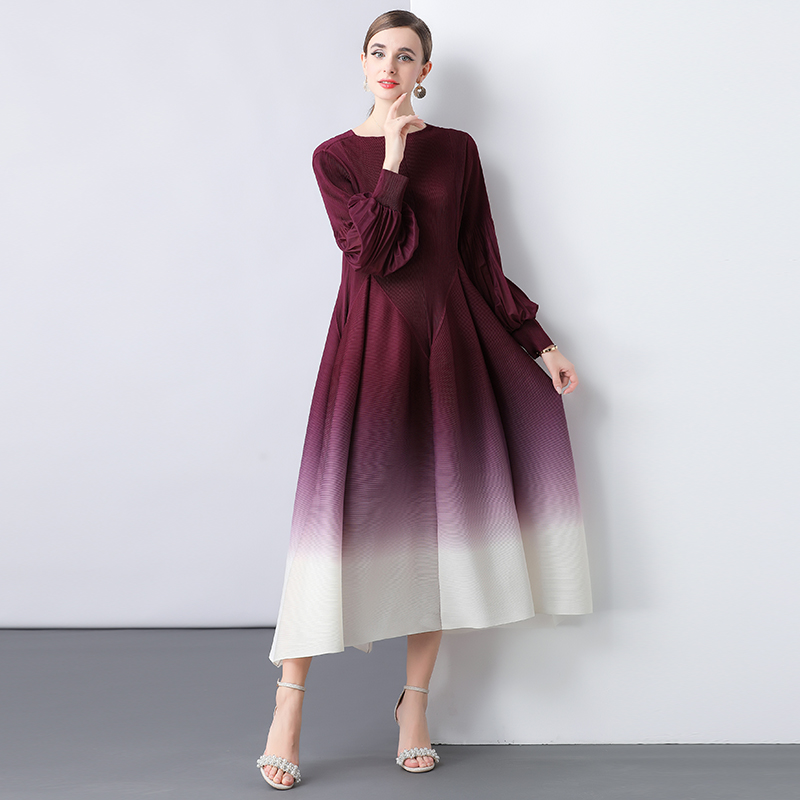 Gradient formal dress trumpet sleeves dress
