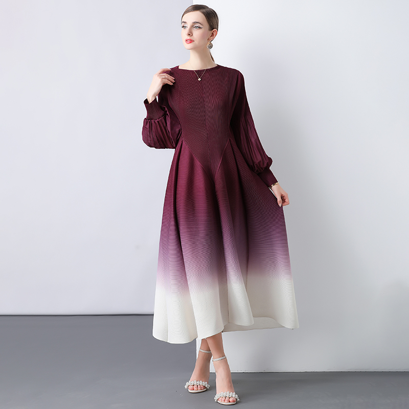 Gradient formal dress trumpet sleeves dress
