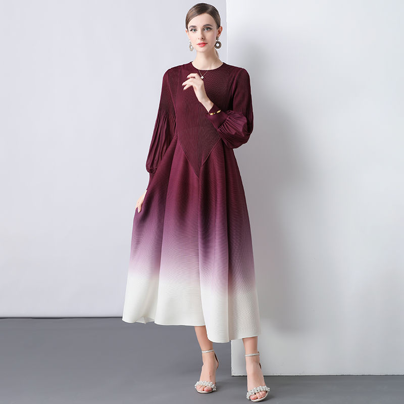 Gradient formal dress trumpet sleeves dress