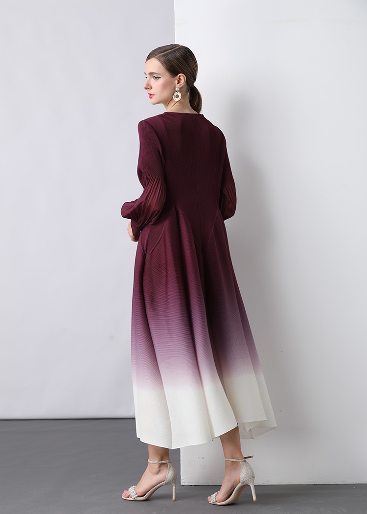 Gradient formal dress trumpet sleeves dress